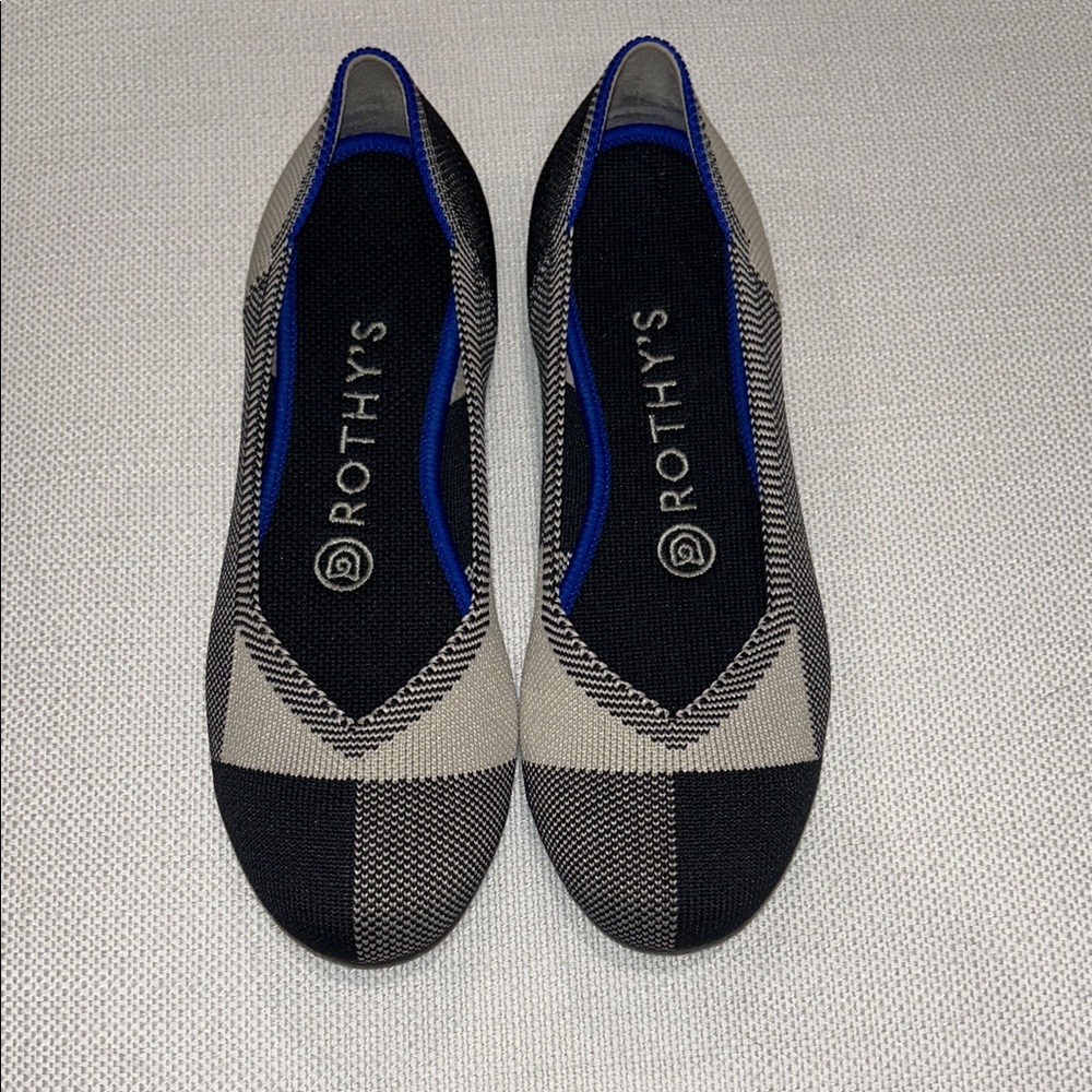 Rothy's Blue and Cream Flats